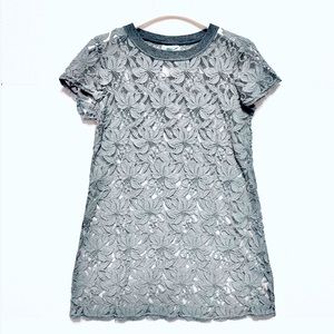 Anthropologie Gray Lace Tunic Sheer Mini Dress Size Medium